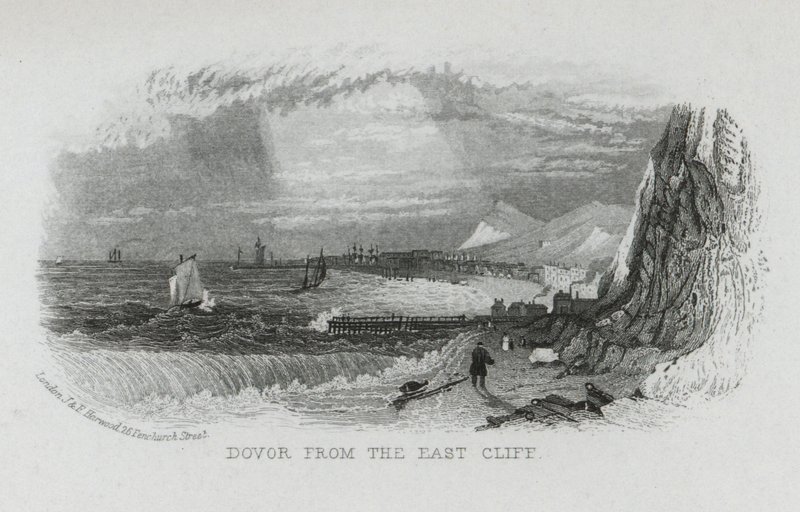 Dover z East Cliff, Kent (rytina) od English School