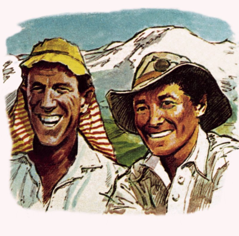 Edmund Hillary a šerpa Tenzing od English School