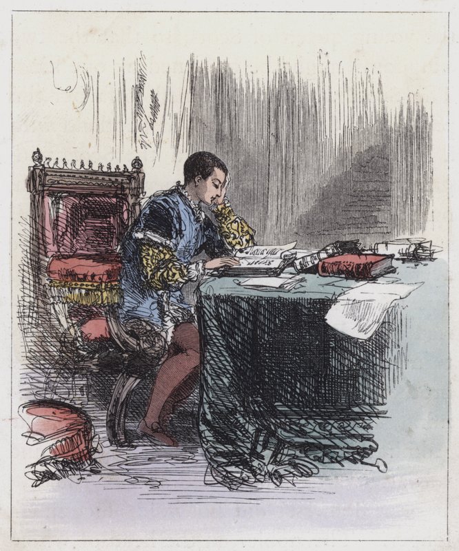 Edward VI., na studiích (barevná rytina) od English School