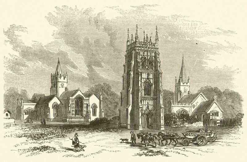 Evesham Abbey (rytina) od English School