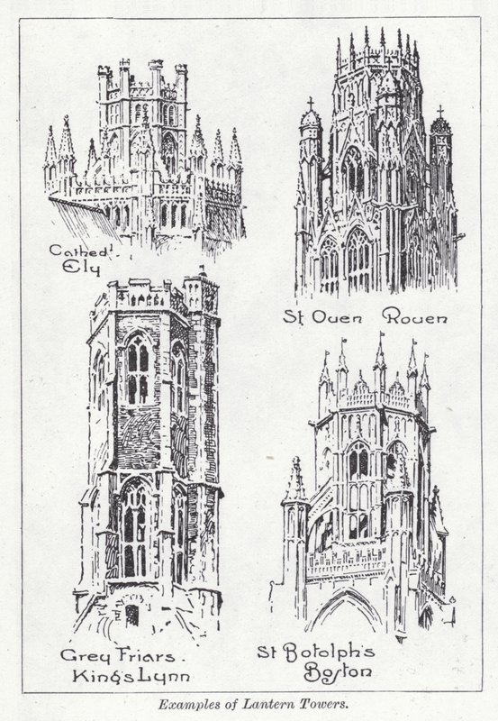 Příklady lucernových věží (litho) od English School