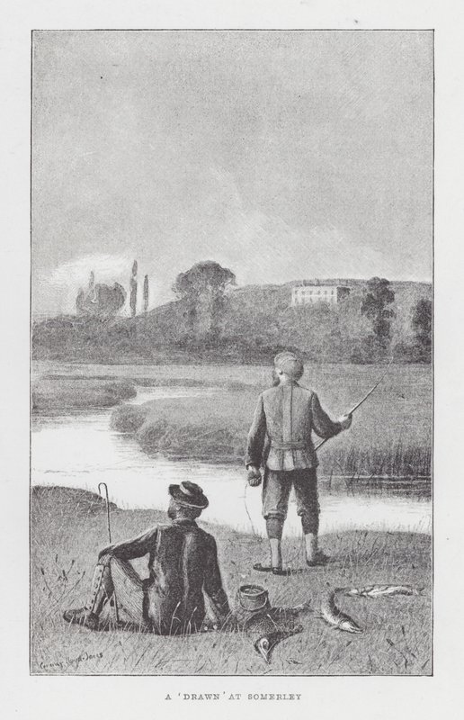 Rybaření: „Drawn“ v Somerley (litho) od English School
