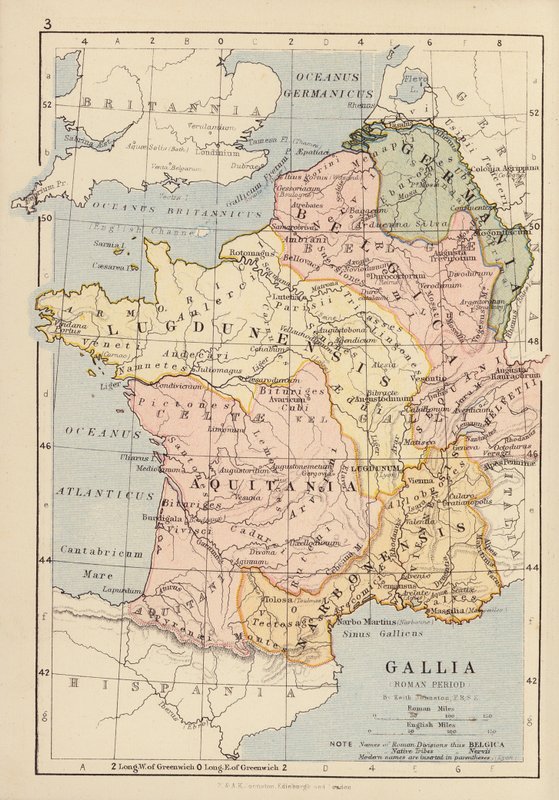 Gallia, doba římská (barevná litografie) od English School