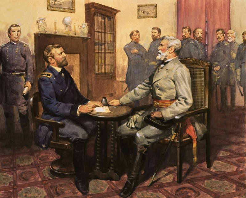 Generál Grant se setkává s Robertem E. Leem od English School