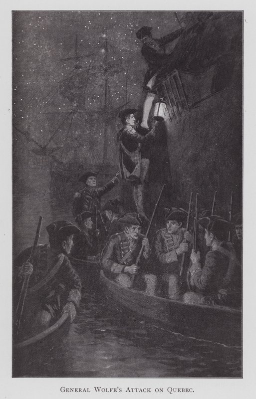 Útok generála Wolfa na Quebec (litho) od English School