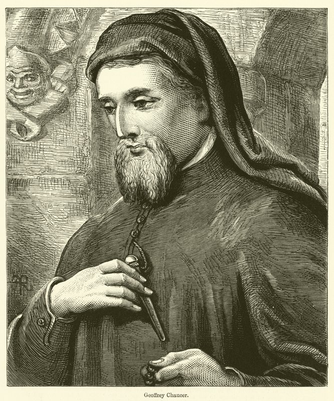Geoffrey Chaucer (rytina) od English School