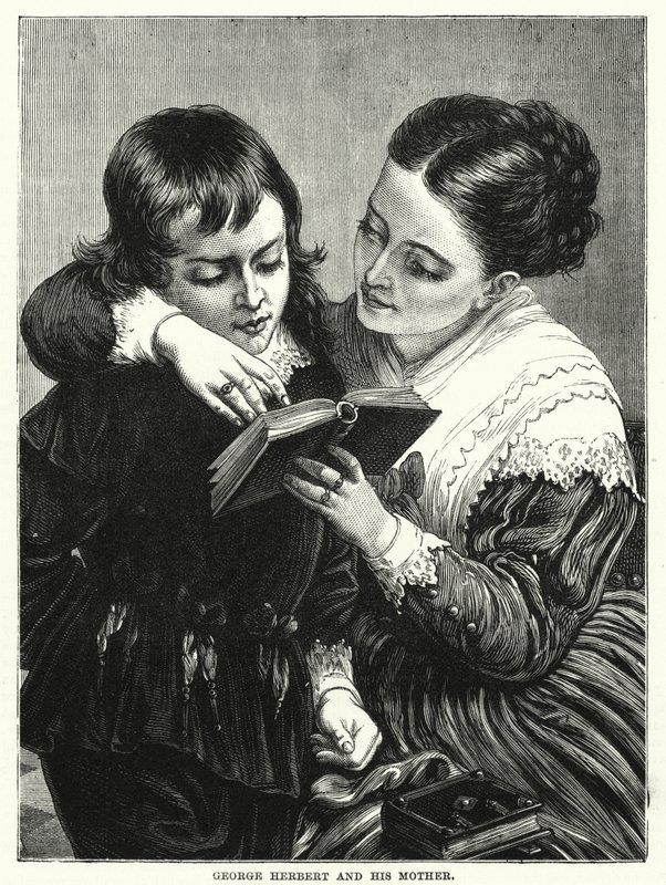 George Herbert a jeho matka (rytina) od English School