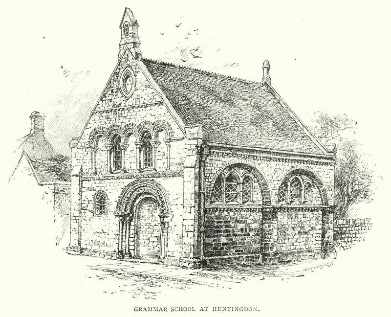 Gymnázium v Huntingdon (rytina) od English School