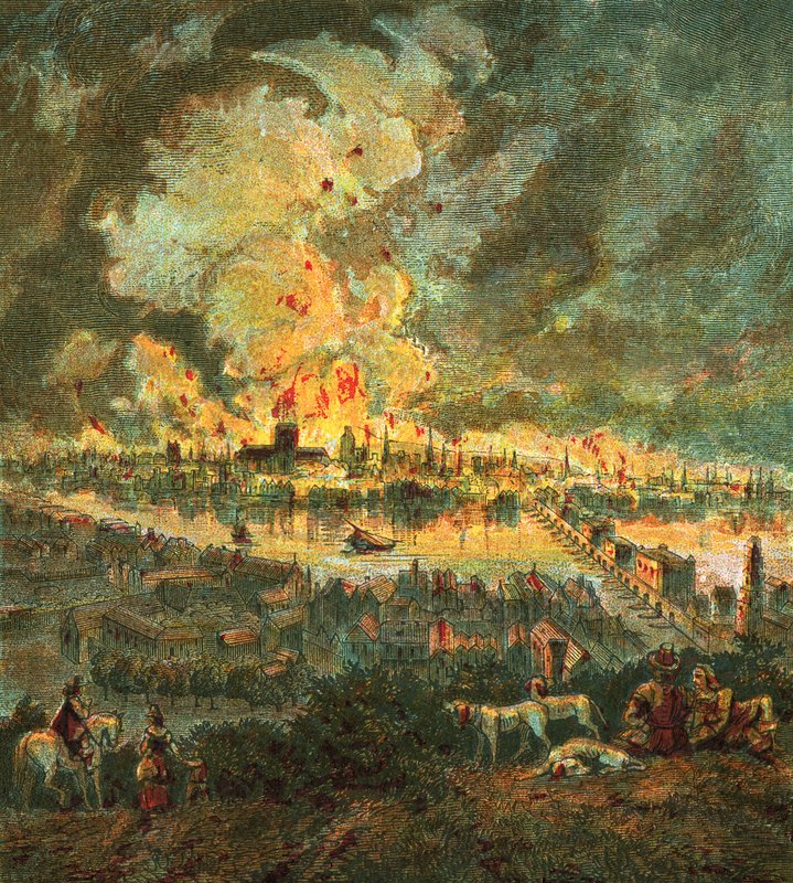 Velký požár Londýna (1666) od English School