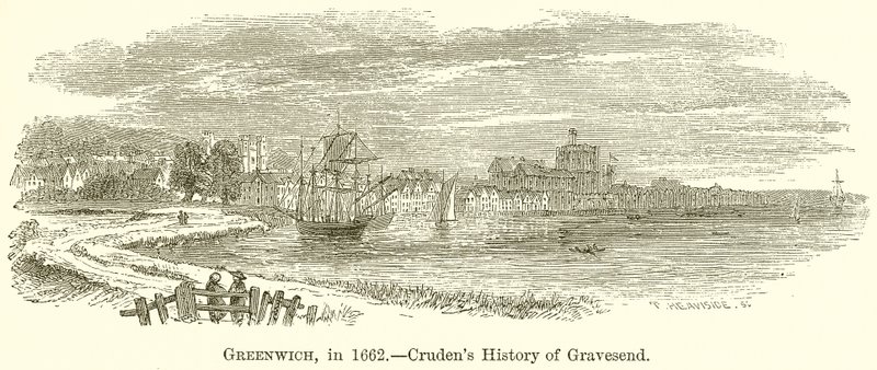 Greenwich, v roce 1662. -- Crudens History of Gravesend od English School