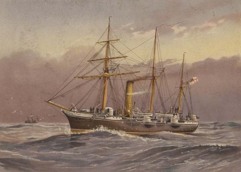 HMS Nymph (šalupa) (barevná litografie) od English School