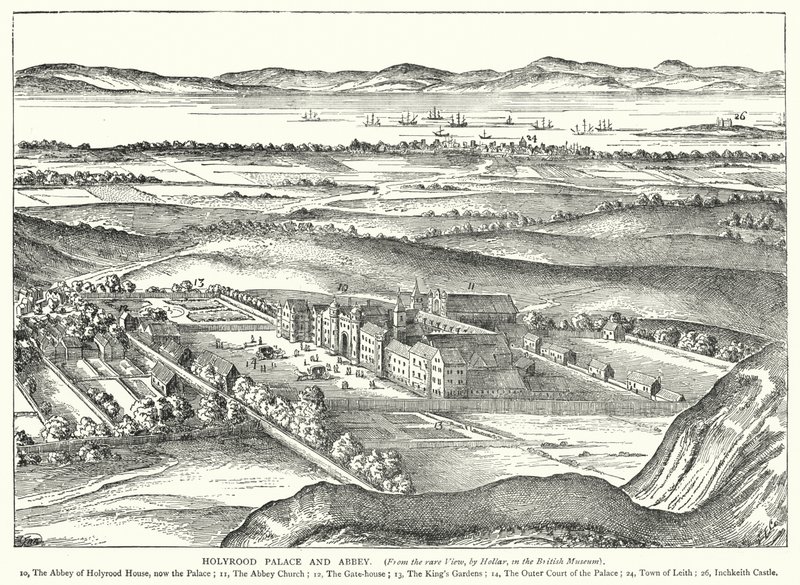 Holyrood Palace and Abbey (rytina) od English School