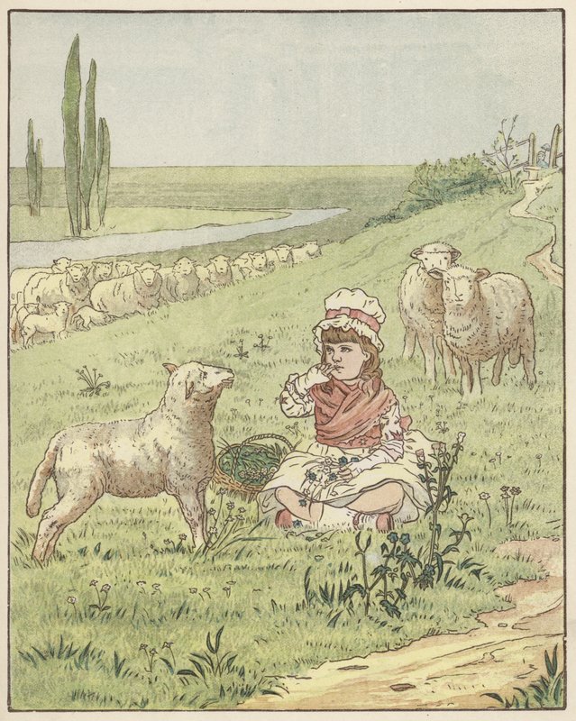 Na loukách (barevná litografie) od English School