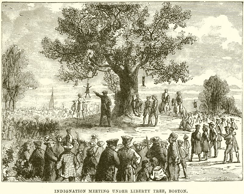 Rozhořčené setkání pod Liberty Tree, Boston od English School