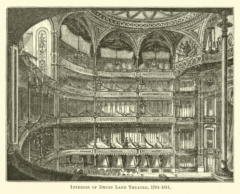 Interiér divadla Drury Lane, 1794-1811 od English School