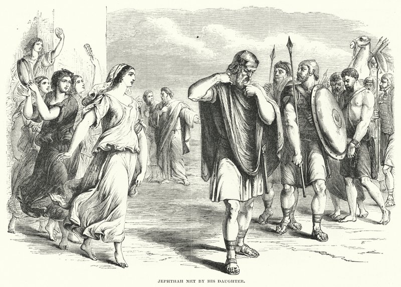 Jefta, kterého potkala jeho dcera (rytina) od English School