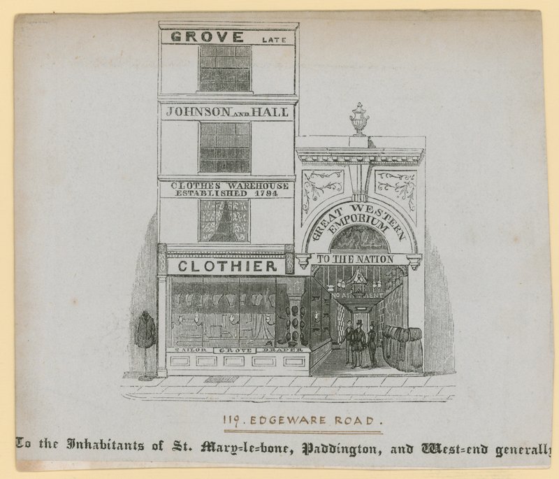 Johnson and Hall, oděvník, 119 Edgware Road od English School