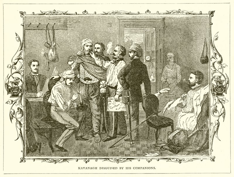 Kavanagh převlečený svými společníky od English School