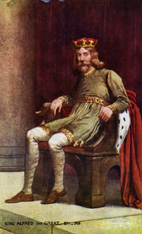 Král Alfréd Veliký (barevné lito) od English School