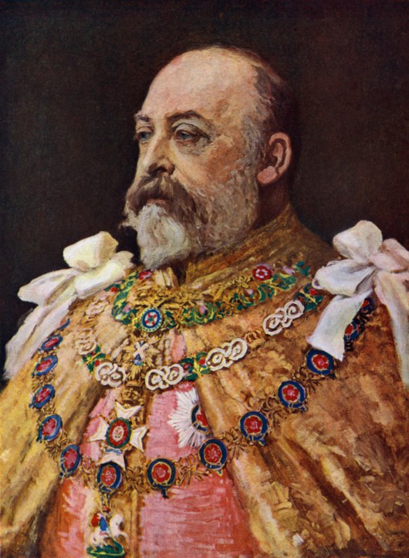 Král Edward VII (barevná litografie) od English School
