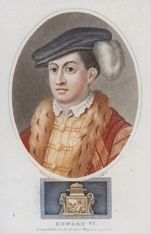 Anglický král Edward VI. (barevná rytina) od English School