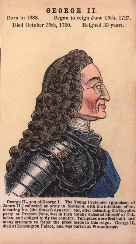 King George II (barevná rytina) od English School