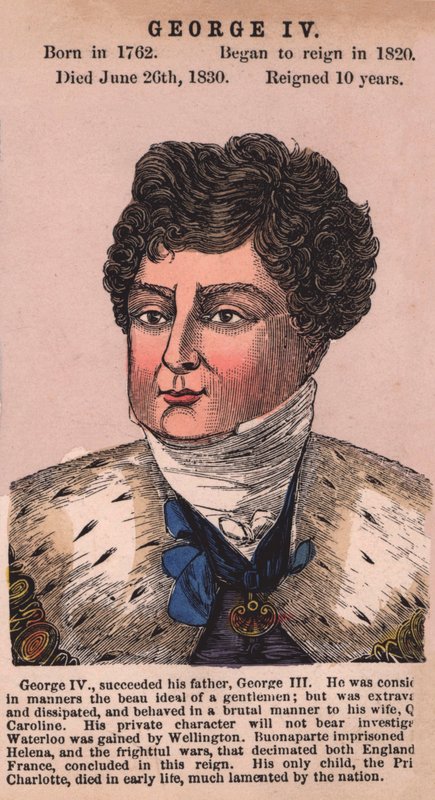 King George IV (barevná rytina) od English School
