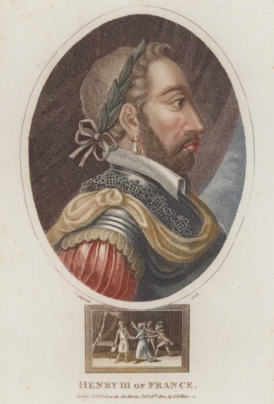 Francouzský král Jindřich III. (barevná rytina) od English School