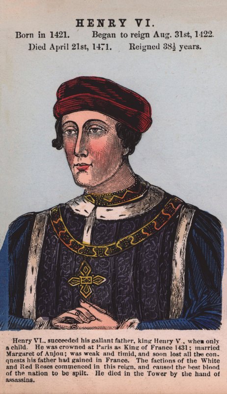 Král Jindřich VI. (barevná rytina) od English School