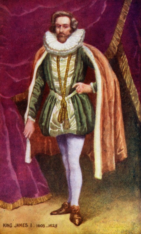 Král Jakub I. (barevná litografie) od English School
