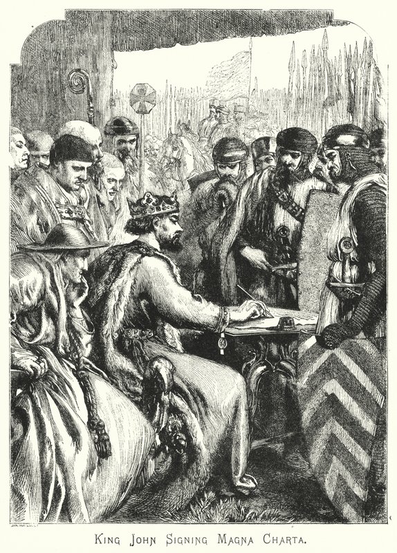 Král John podepisuje Magna Charta (rytina) od English School