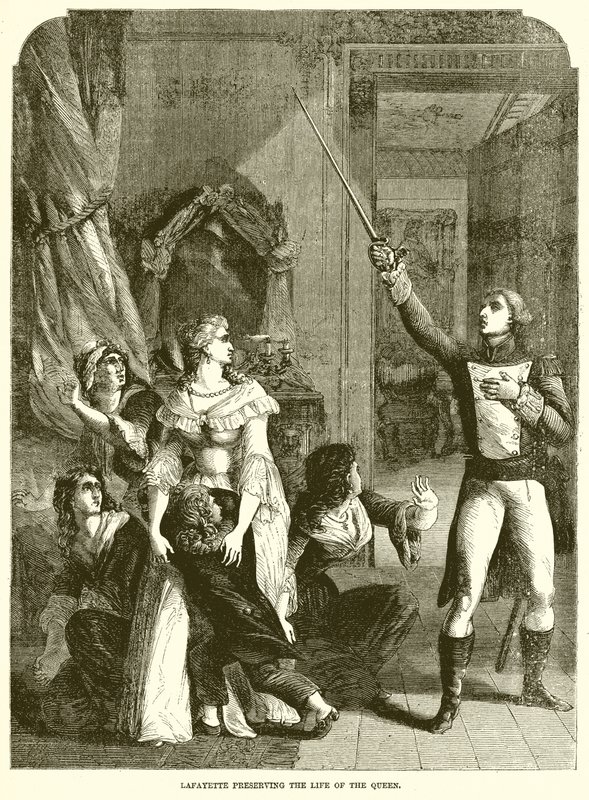 Lafayette zachraňující život královny od English School