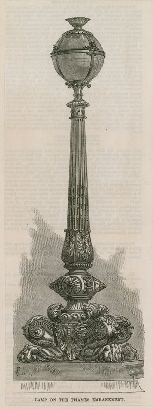 Lampa na nábřeží Temže, Londýn od English School