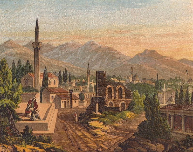 Krajina ve Svaté zemi (barevná litografie) od English School