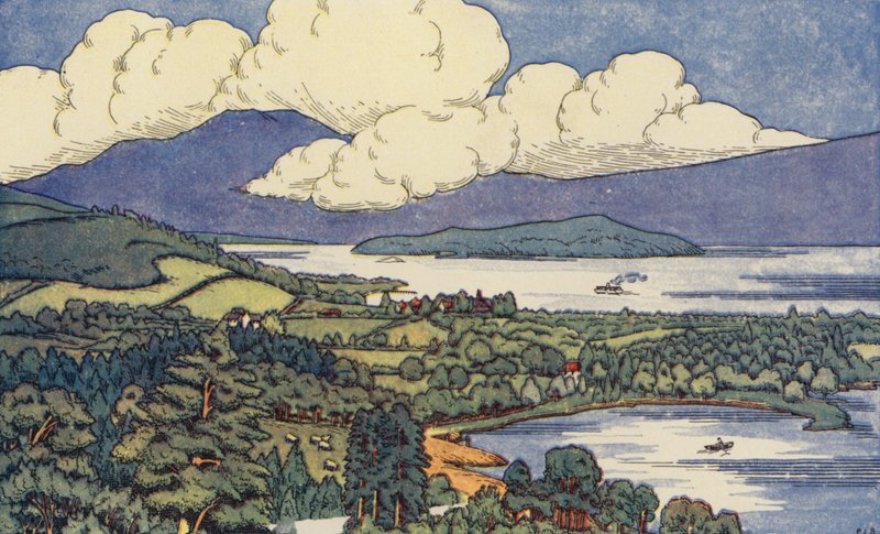 Loch Lomond (barevné lito) od English School