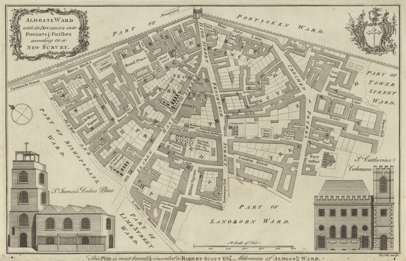 Mapa Aldgate Ward, Londýn od English School