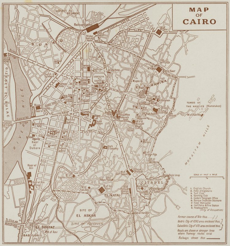 Mapa Káhiry (litografie) od English School