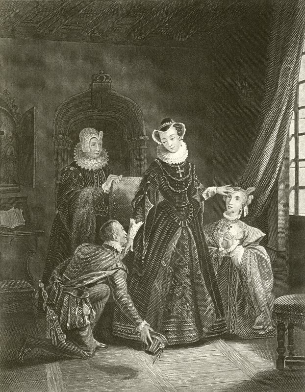 Mary Queen of Scots v zámku Lochleven od English School