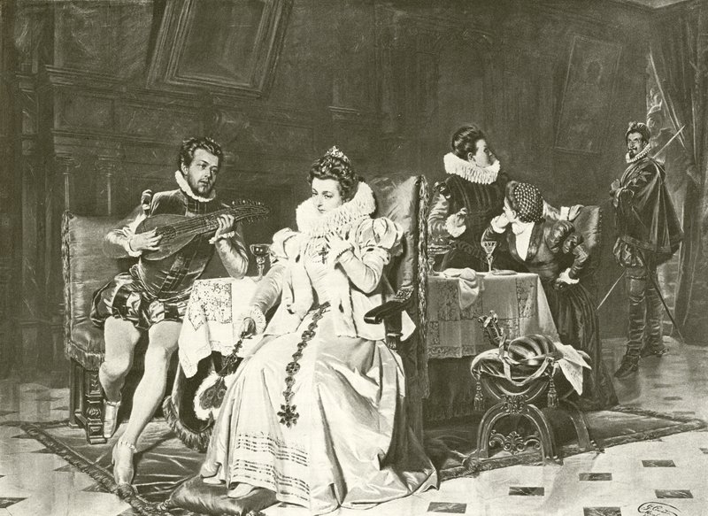 Mary Stuart a Rizzio (hlubotisk) od English School