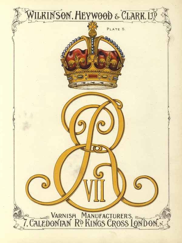 Monogram krále Edwarda VII (chromolitho) od English School