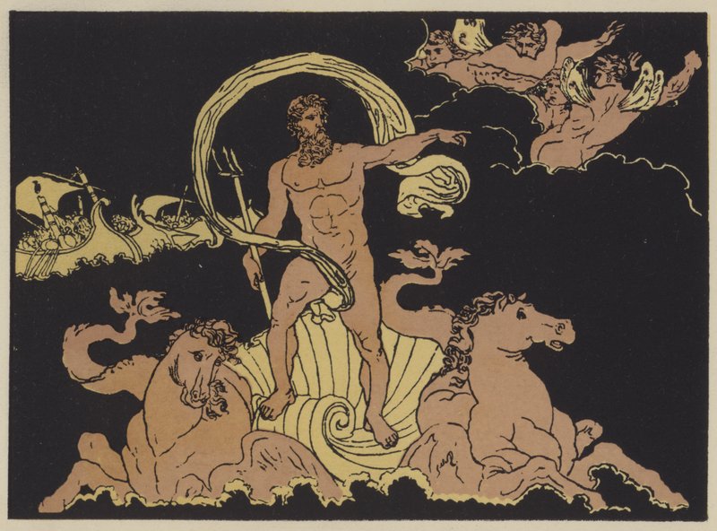 Neptun uklidňuje vlny (barva litho) od English School
