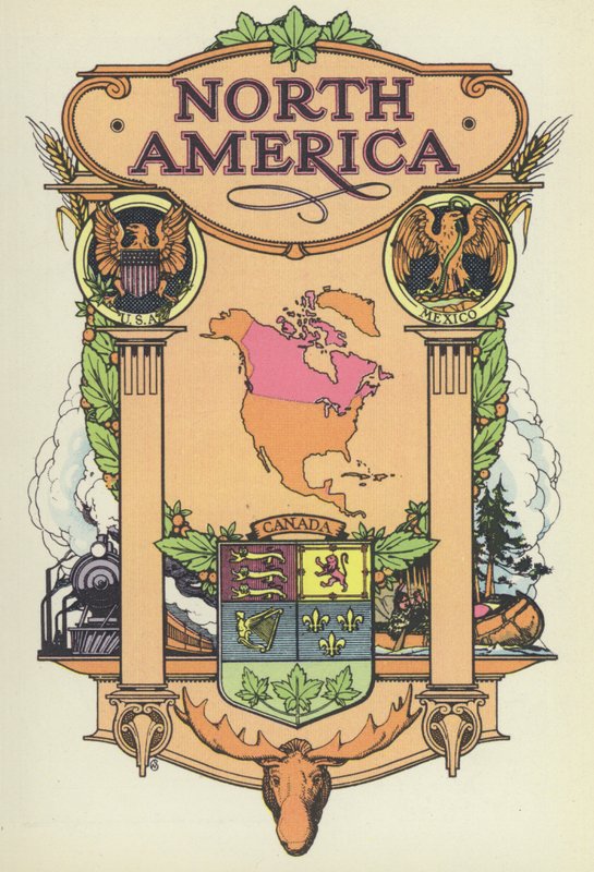 Severní Amerika (barevné lito) od English School
