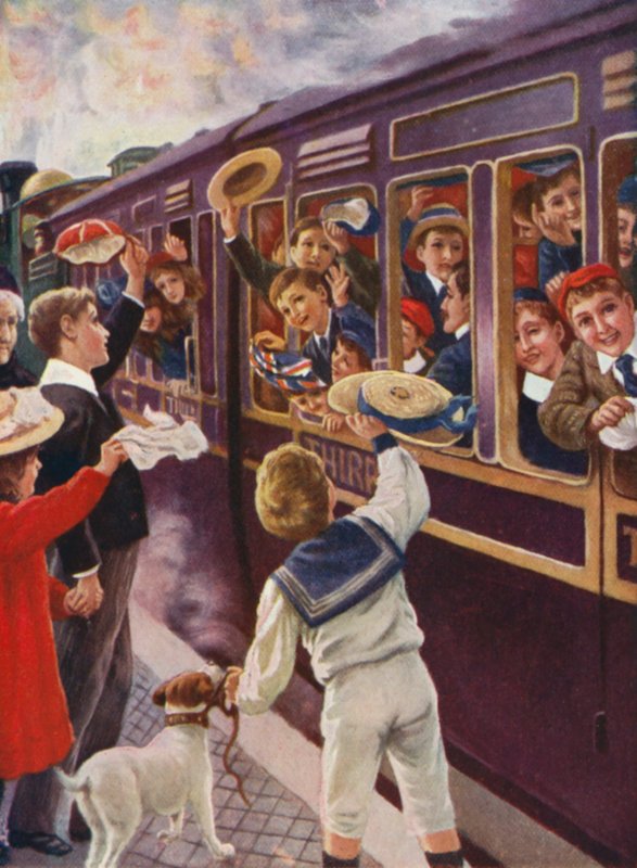 Odjezd na prázdniny (barevná litografie) od English School