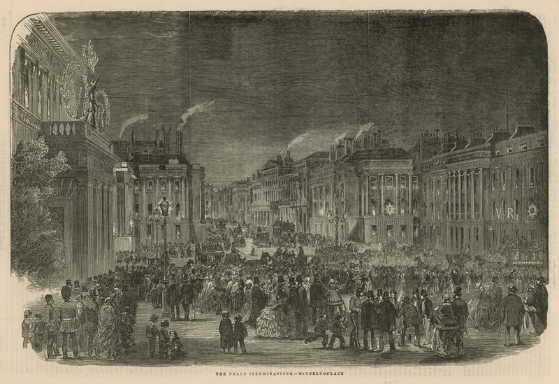 Mírové osvětlení v Waterloo Place od English School