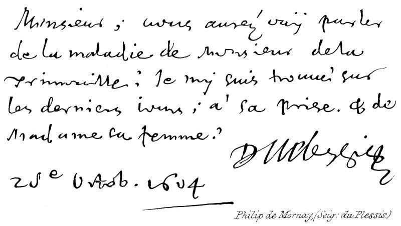 Philip de Mornay, (Seig: du Plessis) od English School