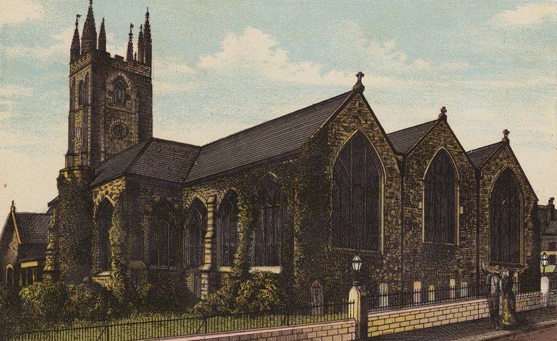 Plymouth: St Andrews Church (barevné lito) od English School