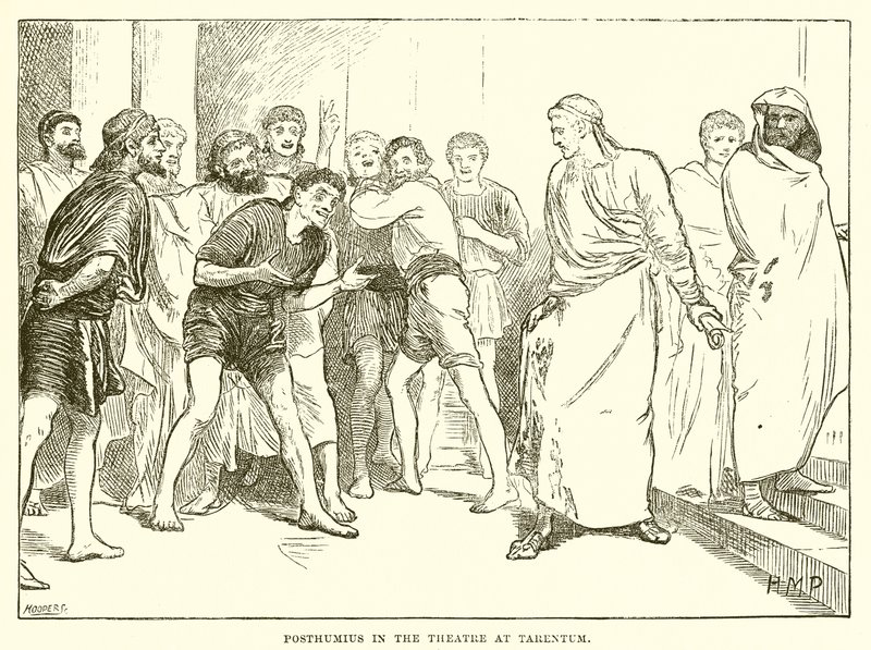 Posthumius v divadle v Tarentu od English School