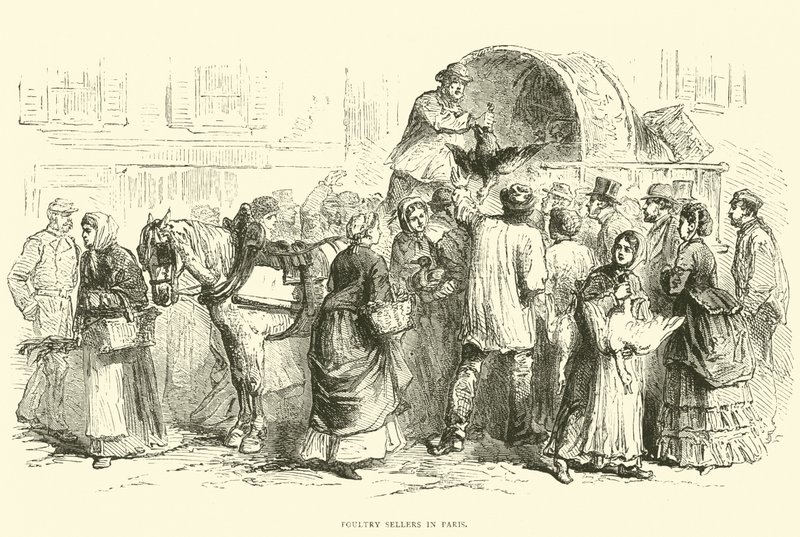 Prodejci drůbeže v Paříži, říjen 1870 od English School