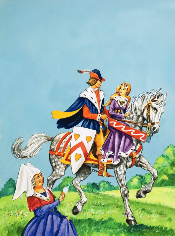 Princ a princezna na koni od English School