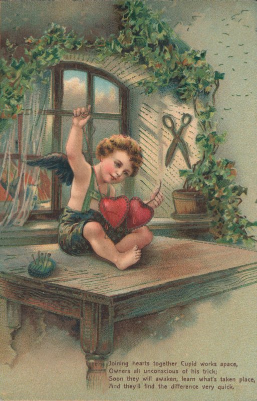 Putto spojující srdce od English School